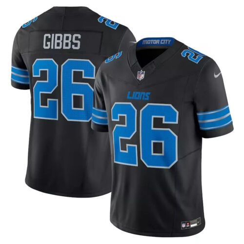 Men’s Jahmyr Gibbs Black Player Game Stitched Jersey #26-NEW