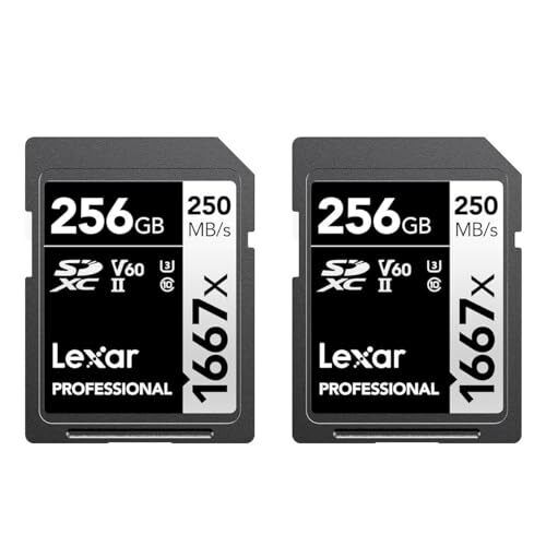 Lexar Professional 1667x 256GB (2-Pack) SDXC UHS-II Cards, Up To 250MB/s Read…