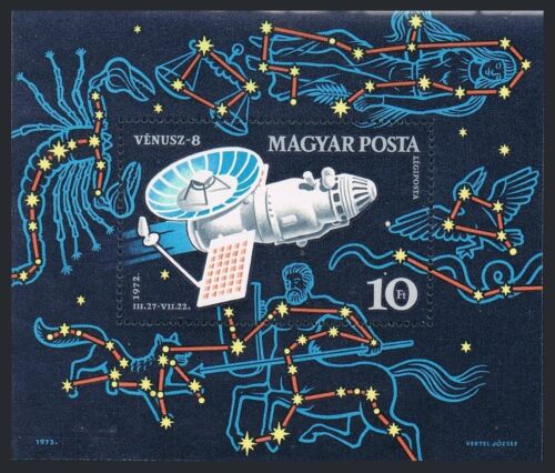 Hungary C328, MNH. Michel 2846 Bl.95. 1973. Venus-8 USSR space mission, 1972.