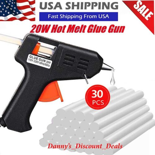 Glue Gun with 30 Mini Clear Glue Sticks Hot Melt 20W for Arts Craft DIY Kit Set