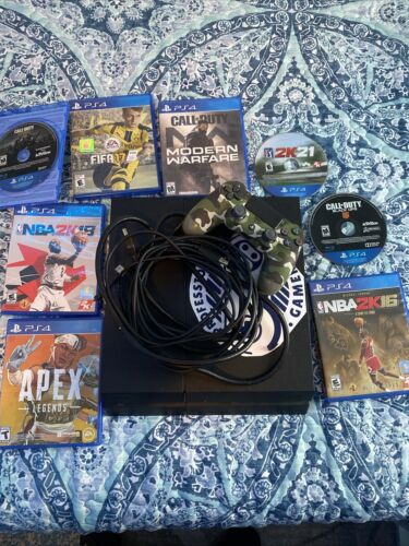 Sony Playstation 4 500GB Black Console PS4 CUH-1215A W/ Controller & Cords