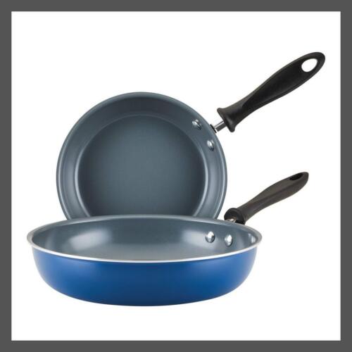 Farberware Pro 9″, 11″ Nonstick Ceramic Twin Pack Skillets Teal/Gray