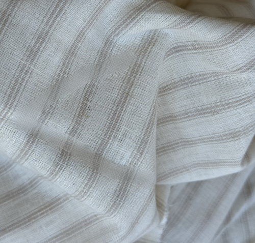 100% Linen Woven Fabric Yarn Dyed Stripe Natural By the Yard