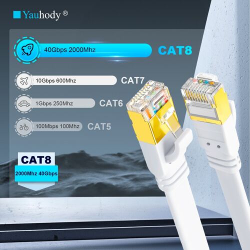 Cat 8 Ethernet Cable 40Gbps RJ45 Patch Super Speed LAN Network Gold Plated Lot