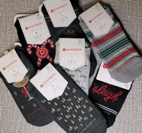 NWT Pure Barre Tavi Grip Yoga Pilates Socks Various Christmas Holiday Prints!