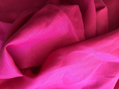 100% Linen Fabric Medium Weight Piece Dyed Fuchsia By the Yard