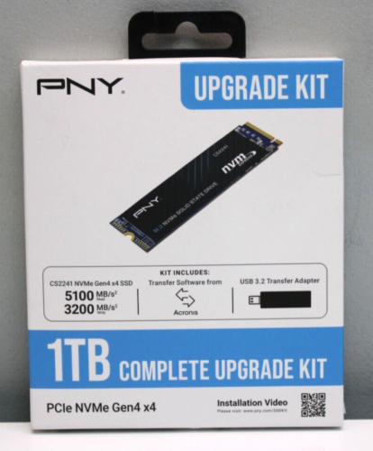 PNY 1TBKIT-RB Upgrade Kit 1TB PCle NVMe Gen4 x4 Internal SSD. NEW SEALED