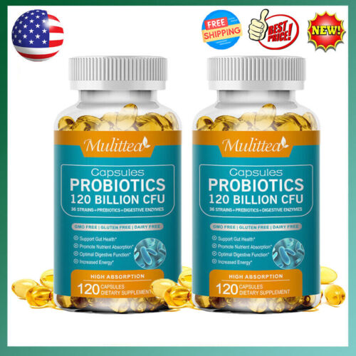 2x120Capsules Prebiotics 120 Billion CFU Capsules Digestive Enzymes Supplement