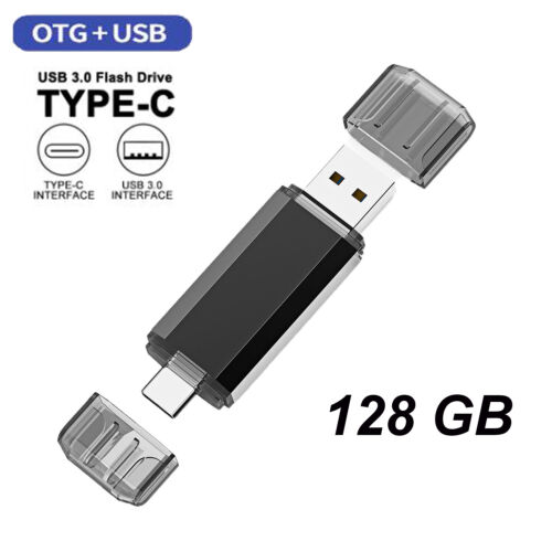 Type C Flash Drive 128GB 2 in 1 OTG USB 3.0+USB C Memory Stick Thumb Drive