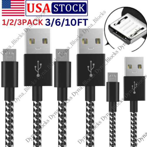 3/6/10Ft Micro USB Fast Charger Data Sync Cable Cord For Samsung HTC Android LG