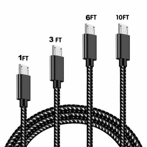 Micro USB Fast Charger Data Sync Cable Braided Cord For Samsung Android 3 6 10FT