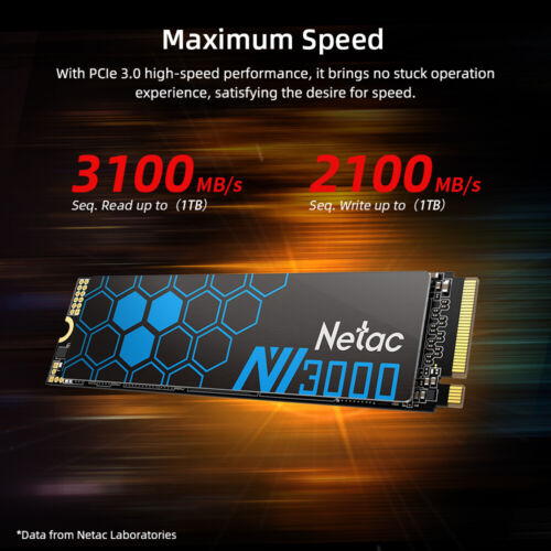 Netac 1TB Internal SSD PCIe Gen 3 x4 NVMe Solid State Drive 3000MB/s