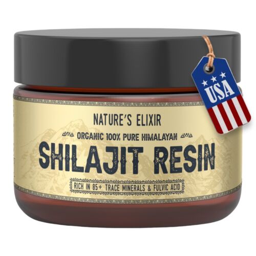 Pure 100% Himalayan Shilajit Resin | 30 Gram Jar (60 Servings) + Measuring Spoon