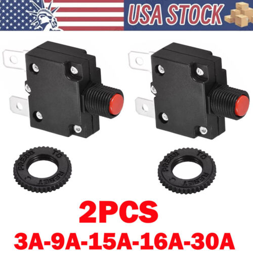 2x 3/9/15/16/30A Push Button Circuit Breakers Overload Protector Manual Reset