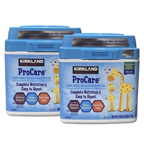 2 Pk Kirkland Signature ProCare Baby Formula 42 Oz Double HMOs Milk-Based Powder