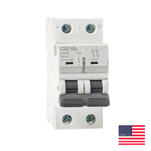 GEYA Solar DC MCB Mini Circuit Breaker 2Pole 6/10/16/25/32/40/50/63/80/100/125A