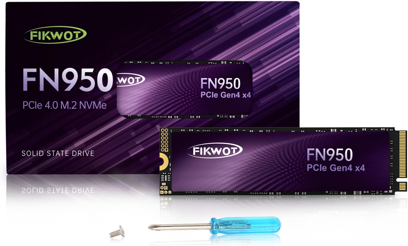 FN950 2TB SSD M.2 2280 PCIe Gen4 x4 NVMe 1.4 Internal Solid State Drive – Speeds up to 4800MB/s, Dynamic SLC Cache,Compatible with Laptop,Desktop and Ps5