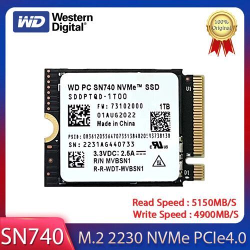 WD SN740 1TB M.2 SSD 2230 NVMe PCIe Gen 4×4 SSD For Surface Steam Deck ASUS ROG