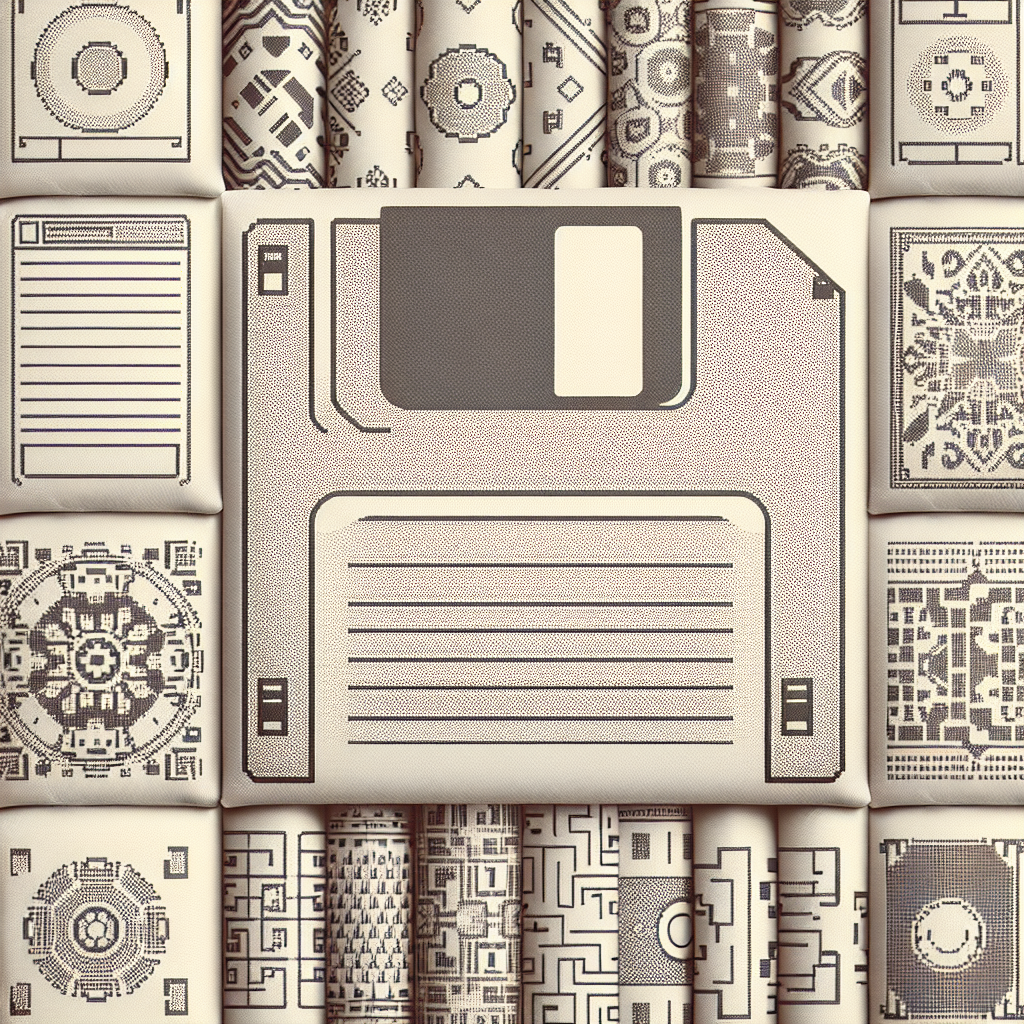 Exploring the Nostalgic Charm of Studio E Fabrics’ Data Point Retro Floppy Disks White Collection