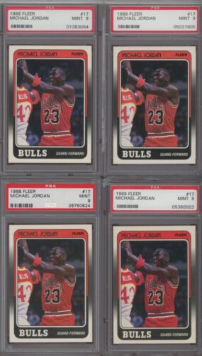 (4) Count 1988 Fleer #17 Michael Jordan PSA 9 MINT Bulk Group Lot