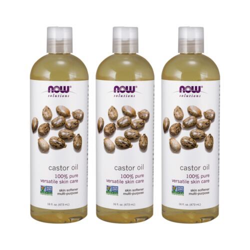 3 x NOW Castor Oil 16 fl oz