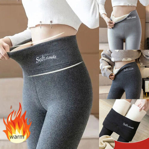 New Women Winter Sherpa Fleece Lined Leggings Thermal Warm Pants Stretchy Thick