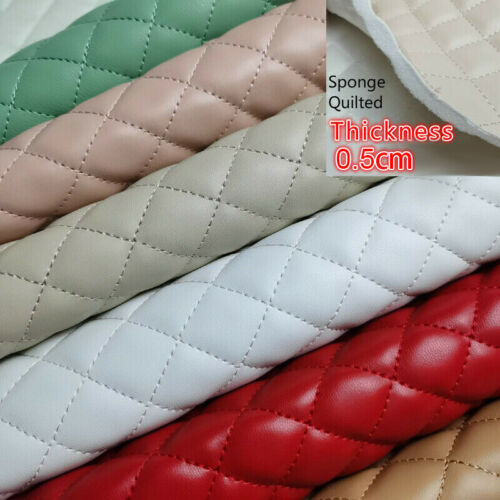 Quilted Vinyl Grain Faux Leather Upholstery Fabric Diamond | 2″x2″ -4mm Foam 55″