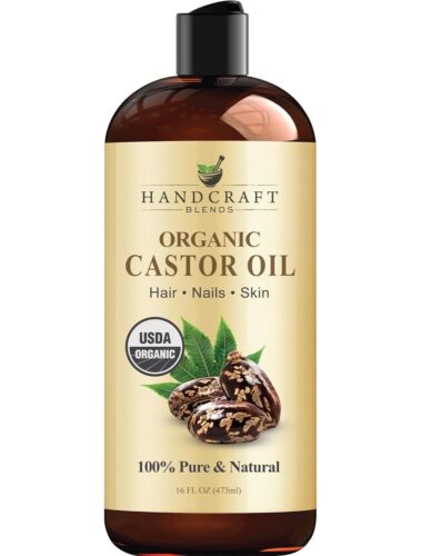 Organic Castor Oil 16oz – Pure, Natural Hair Growth, Eyelashes, Skin Care Oil