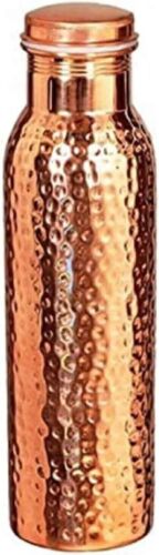 100% Pure Copper Water Bottle Hemmered Handmade For Health Benefits