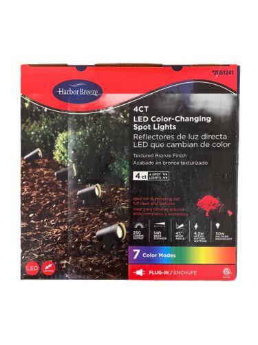 Harbor Breeze 4 Count LED Color Changing Spot Lights Linked Plug-In 2851241 New