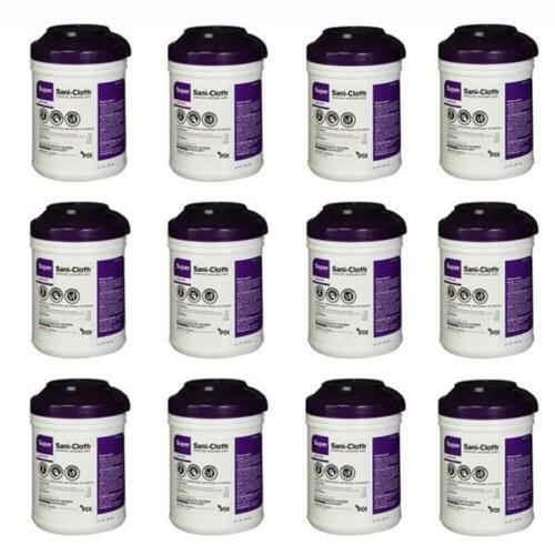 Case 12 Canisters PDI Q55172 Super Sani Cloth Germicidal Disposable Wipes Large