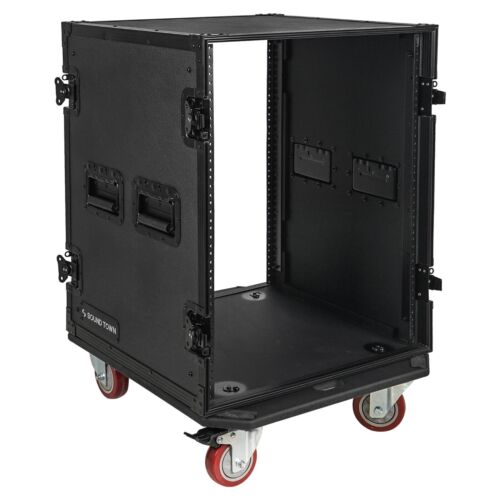 Sound Town Black Series 14U Plywood Rack/Road Case w/ 21” Depth  (STRC-B14UW)