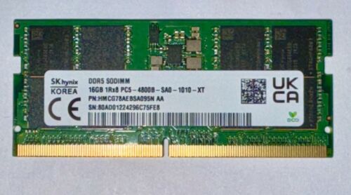 SK Hynix 16GB DDR5-4800MHz (PC5-38400) 1Rx8 SO-DIMM Memory – HMCG78MEBSA095N BA