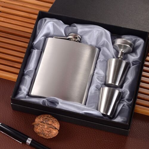 8OZ Stainless Steel Hip Flask & Funnel Set Liquor/Whisky  Portable Drink Cups