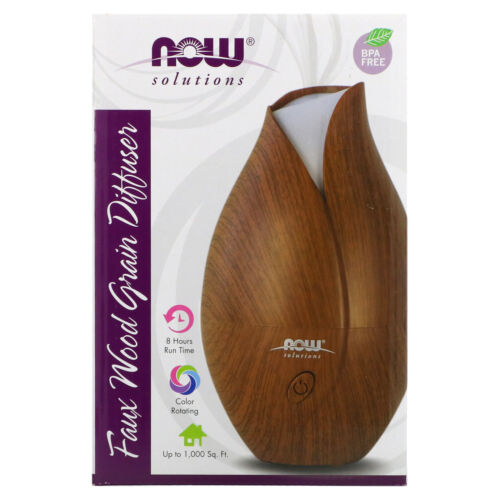 Now Foods Solutions Ultrasonic Faux Wood Grain Oil Diffuser 1 Piece BPA-Free