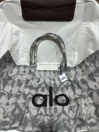 ALO YOGA Gray Tie Dye Large Canvas Tote Bag Gym Travel Carry-on