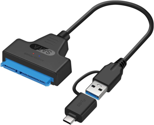 SATA to USB Cable 2 in 1 USB 3.0/USB C to 2.5″ SATA Hard Drive External Converte