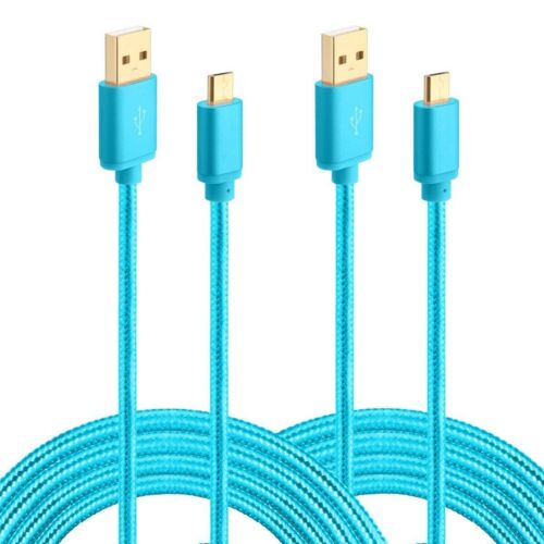 2xPACK Blue Micro USB Fast Charger Cable Braided Cord For Samsung Android 3ft