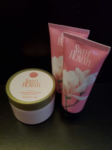 Avon Sweet Honesty Hand Cream 2.5 fl oz and Skin Softener 5 oz set of 3