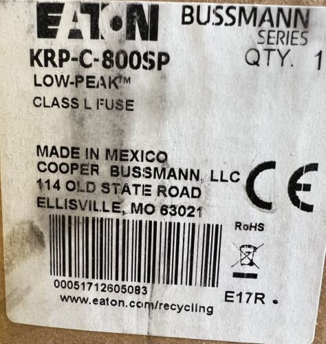 Eaton Bussmann KRP-C-800SP Low-Peak Class L Fuse  800A/600V Brand New In Box