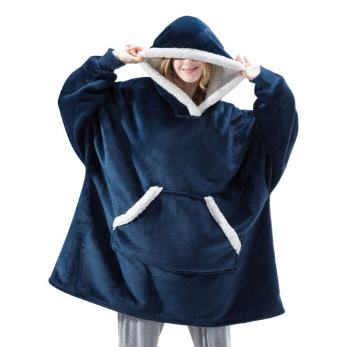 Wearable Blanket Reversible Oversized Warm Blanket Hoodie Sweatshirt Adult Size