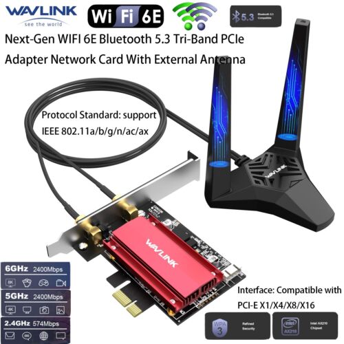 PCIE WiFi-6E Tri-band WiFi Card 5400Mbps WiFi Network Card Adapter Bluetooth 5.3