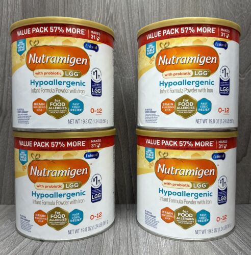 LOT OF 4 Enfamil Nutramigen w/ Probiotic LGG Hypoallergenic Formula – 19.8oz