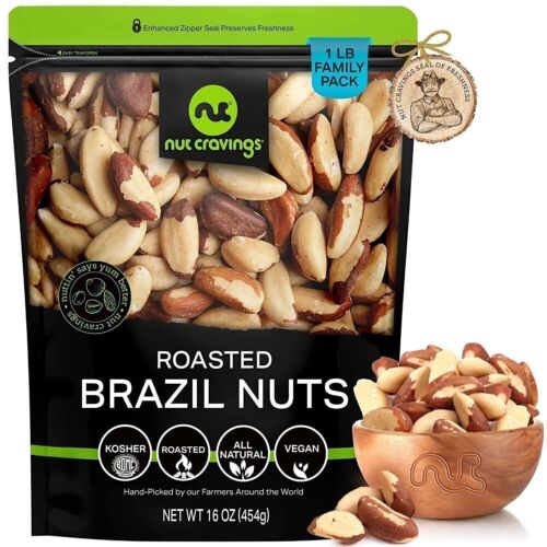 Roasted Brazil Nuts – Unsalted, No Shell, Whole (16 Ounce, 1LB)