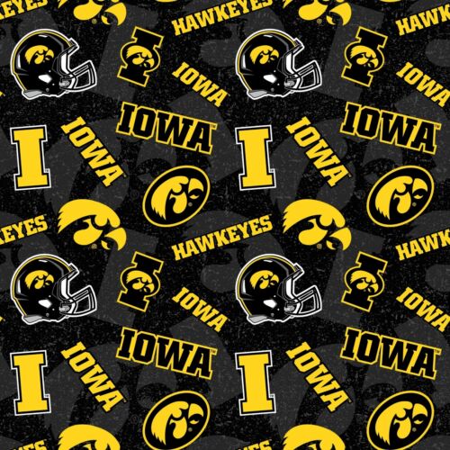 University of Iowa Hawkeyes Cotton Fabric Tone on Tone Print-By the Yard