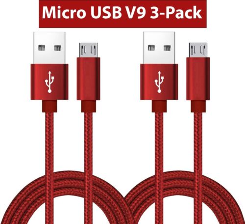 3 Pack Micro USB Fast Charger Data Sync Fabric Cable Cord For Samsung Android LG