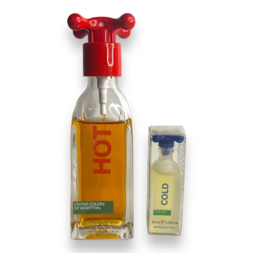 Hot By United Colors Of Benetton EDT Spray & COLD mini for men Old Packing Pics