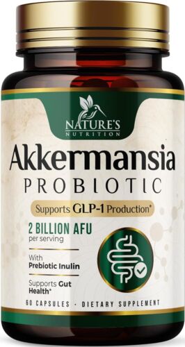 Akkermansia Probiotic Supplement with Prebiotic Inulin Fiber GLP-1 Production