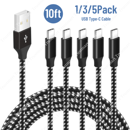 1/3/5Pack 10ft USB TypeC Fast Charge Cable Lot For Samsung Android Charging Cord