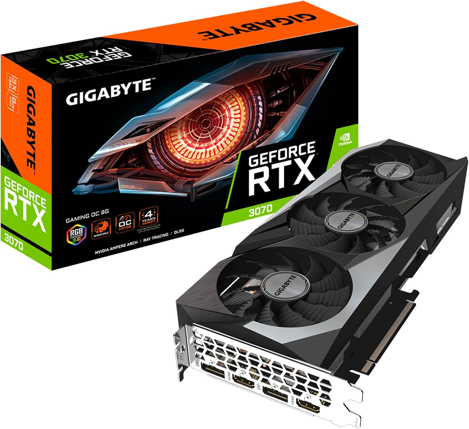 GIGABYTE GeForce RTX 3070 Gaming OC 8G (REV2.0) Graphics Card, 3X WINDFORCE Fans, LHR, 8GB 256-bit GDDR6, GV-N3070GAMING OC-8GD REV2.0 Video Card (Renewed)